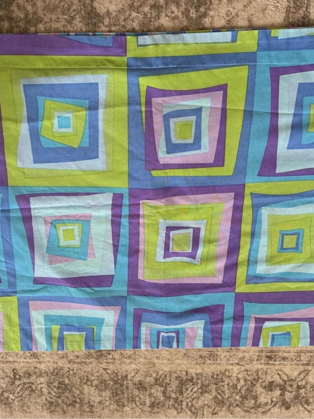 No Boundaries Geometric Standard Pillowcases - Blue, Purple & Green Vintage 90s